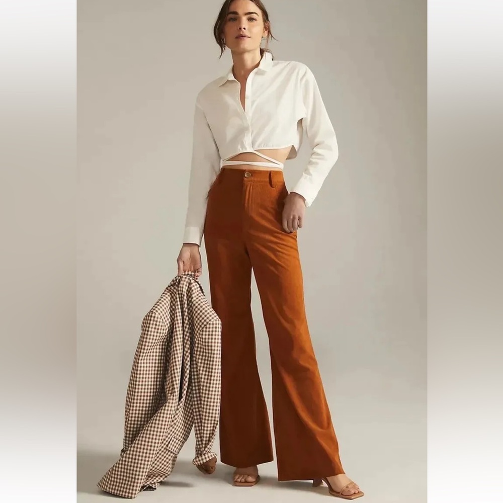 Anthropologie Avec Les Filles Corduroy Flare Pants Bronze Size Small